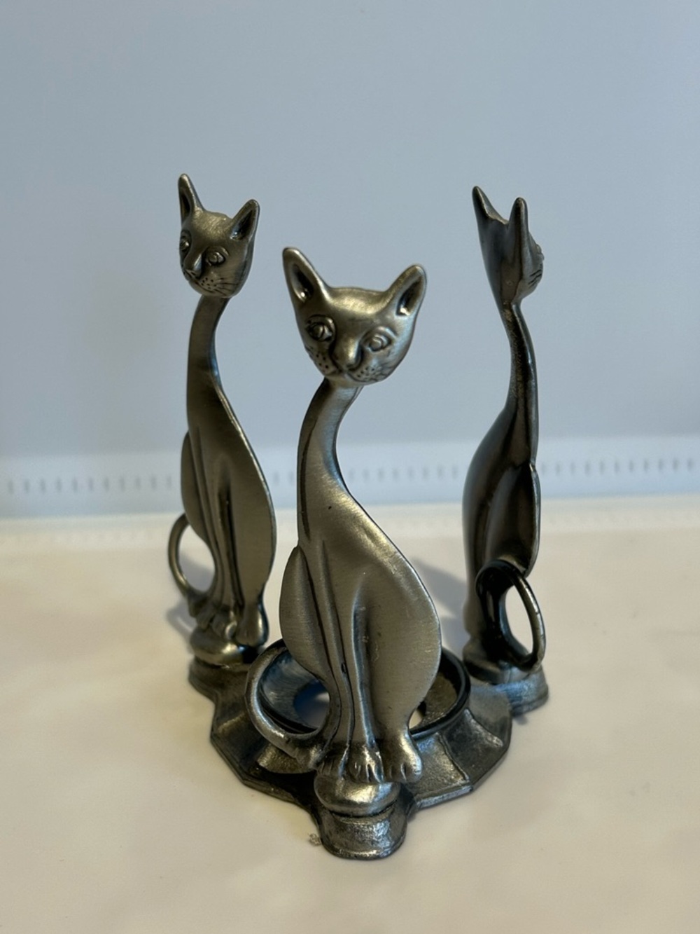 Statuesque Egyptian Style Cat Trio Tealight Holder